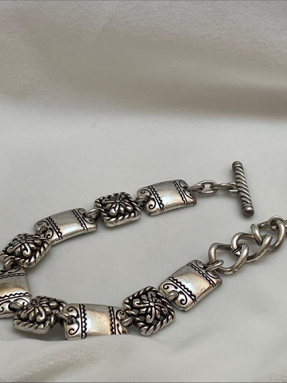 Brighton Retired Floral Square and Rectangle Link Bracelet